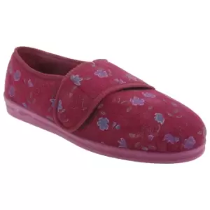 image of Comfylux Womens/Ladies Sally Floral Side Seam Superwide Slippers (4 UK) (Wine)