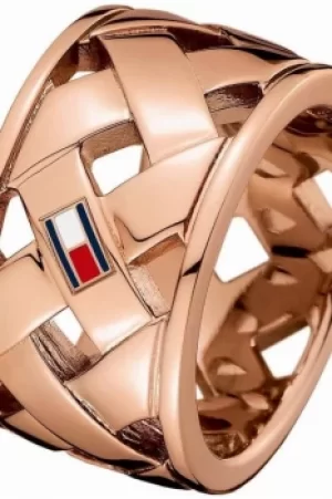 Image of Ladies Tommy Hilfiger Rose Gold Plated Classic Signature Ring Size P 2701025D