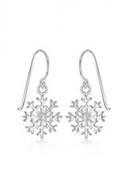 The Love Silver Collection Sterling Silver Cubic Zirconia Snowflake Drop Earrings