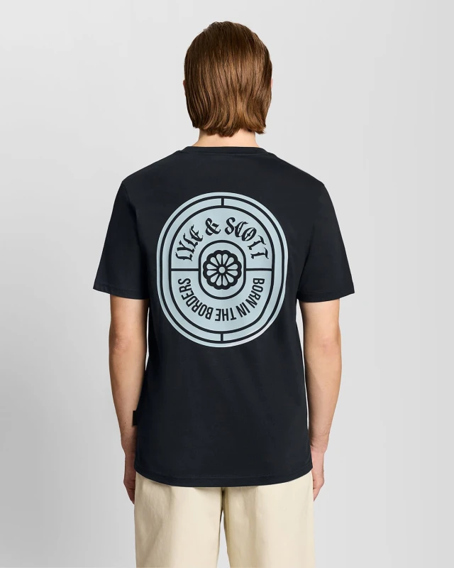 Image of Lyle & Scott Mens Graphic Badge Cotton T-Shirt in Navy