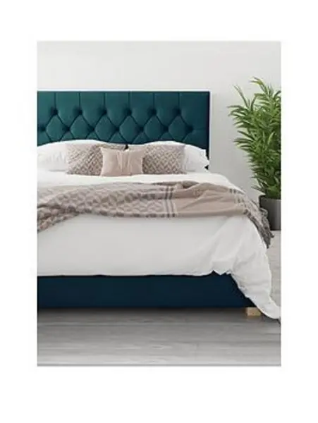 Image of Aspire Olivier Ottoman Storage Bed With Headboard - Bed Frame Only Emerald RNFD4 Unisex Double,King,Single,Small Double,Super King