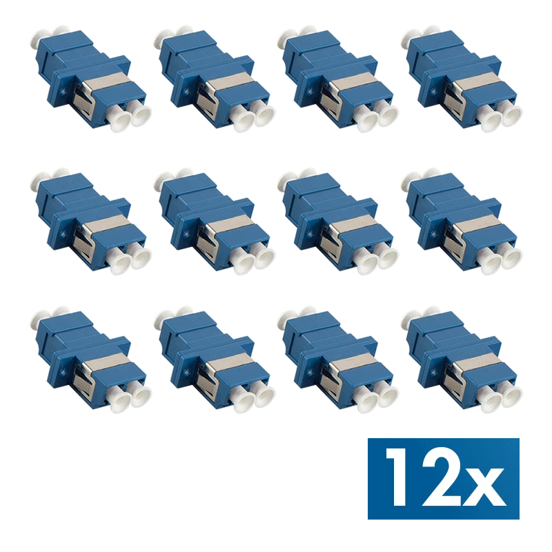 Image of LogiLink Fiber Adapter LC Duplex. 12 pieces. with flange. blue