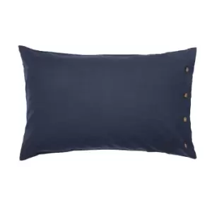 Image of William Morris Linen Cotton Plain Dye Standard Pillowcase, Blue