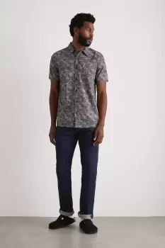 image of Black White Poplin Print Shirt