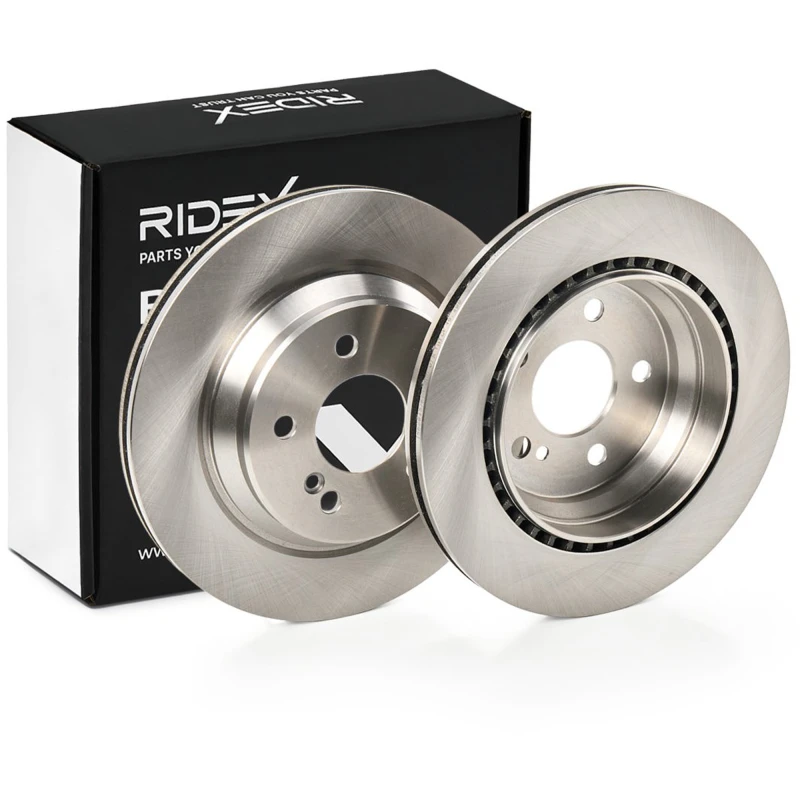 Image of RIDEX 82B0638 Brake disc Rear Axle, Vented, Cast Iron, Uncoated, Untreated, without bolts/screws Cast Iron Brake Disc (82)
