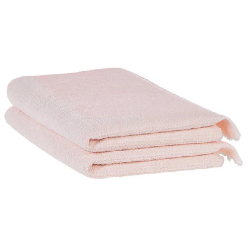 Image of Beliani Set Of 2 Towels Atiu Terry Cotton Pastel Pink