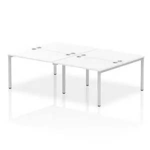 image of Impulse Bench B2B 4 Person 1200 Silver Frame Office Bench Desk White