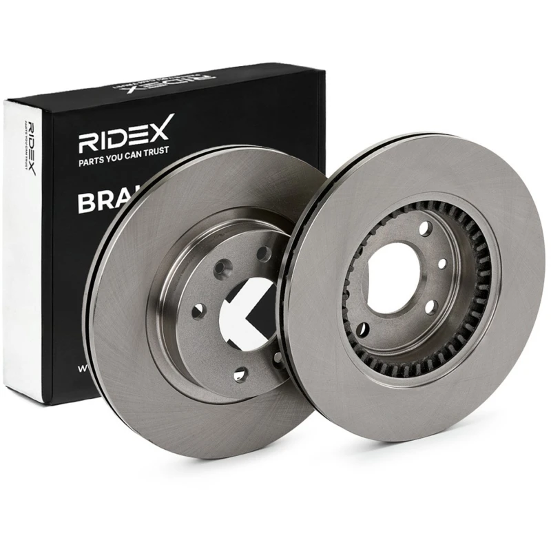 Image of RIDEX 82B0756 Brake disc Front Axle, Vented, Cast Iron, Uncoated, Untreated, without bolts/screws Cast Iron Brake Disc (82)