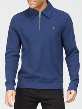 Image of Farah Spon Long Sleeve Sweatshirt - Navy, Size S, Men