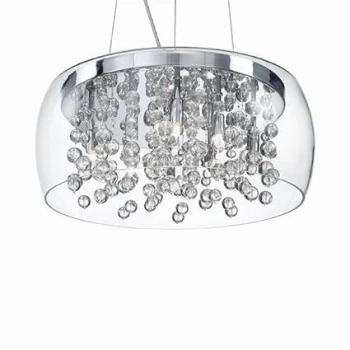 Image of Audi 8 Light Large Blown Glass Bubbles Ceiling Pendant Chrome, G9