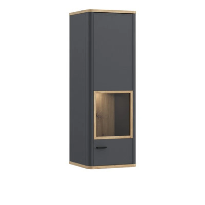Image of Furniture To Go Klara Display Cabinet With 1 Glass Door In Grey And Oak Inc LED Lighting