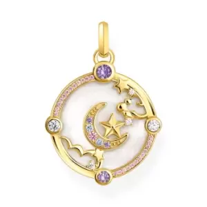 image of THOMAS SABO Gold Plated Crescent Moon Colourful Cosmic Pendant