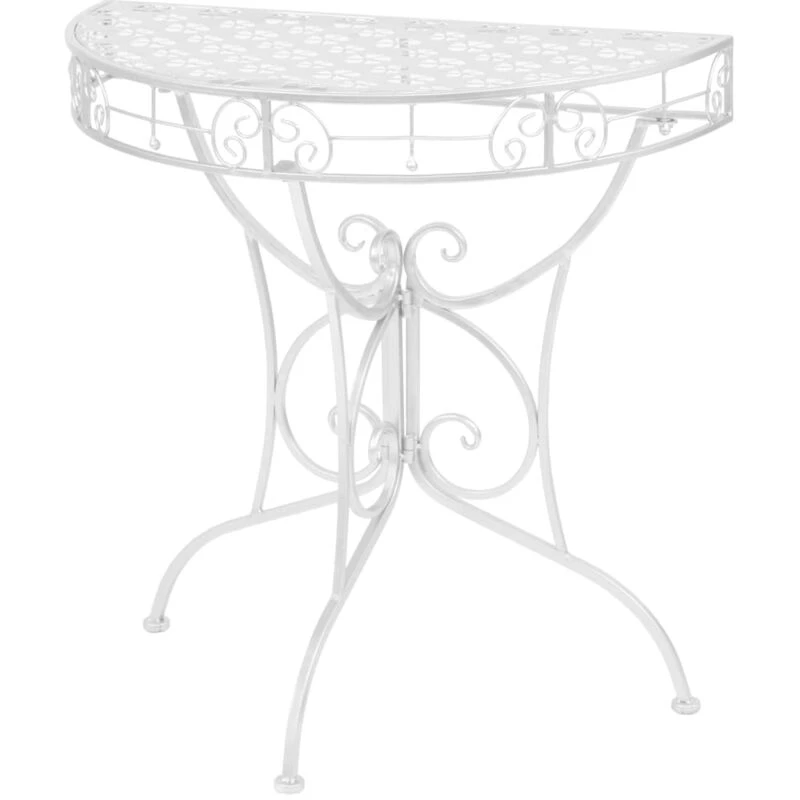 Image of vidaXL Side Table Vintage Style Half Round Metal 72x36x74cm Silver Furniture