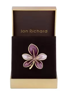 Image of Gold Plated Purple Leaf Brooch - Gift Boxed