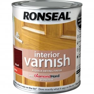 Image of Ronseal Interior Quick Dry Gloss Varnish Teak 250ml