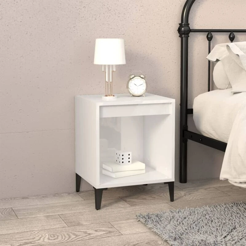 Image of Vidaxl Bedside Cabinet High Gloss White 40X35X50 Cm, White 821878