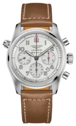 image of Longines Spirit Automatic Chronograph Silver Dial Brown Watch