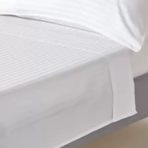 Image of White Egyptian Cotton Satin Stripe Flat Sheet 330 Thread Count, Super King - White - White - Homescapes