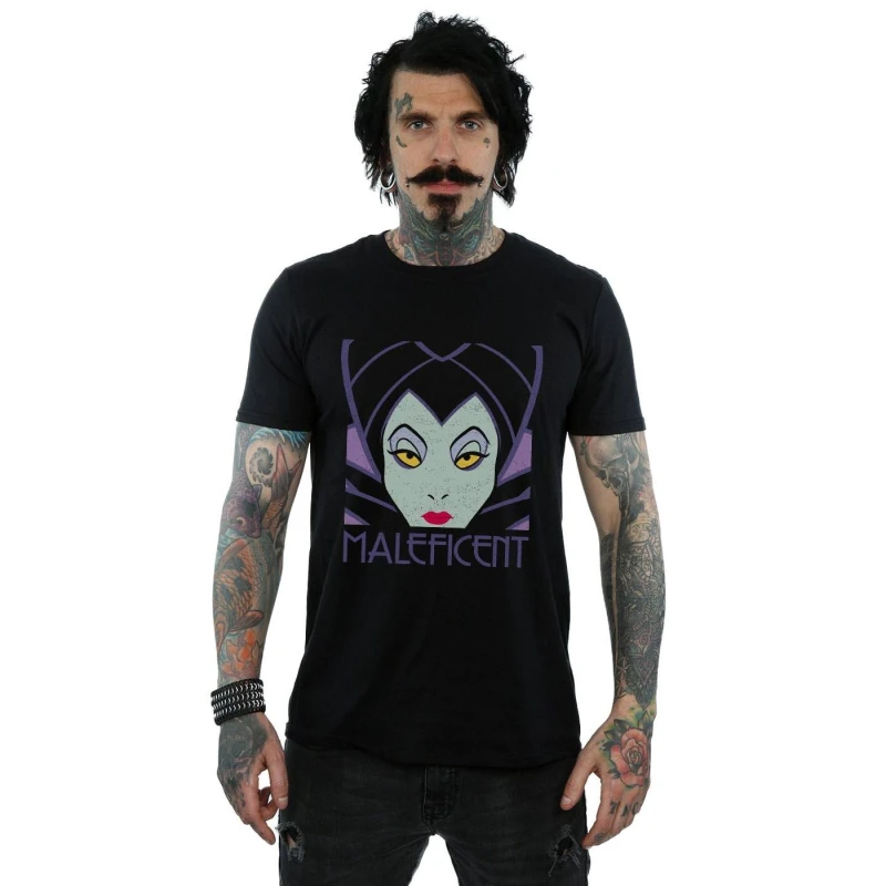 Image of Disney Men Maleficent Cropped Head T-Shirt in Black Size: Small Black S Male 5057864091779