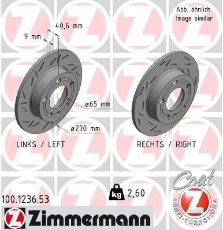 Image of ZIMMERMANN Brake disc ZIMMERMANN 100.1236.53