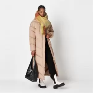 image of Missguided Tall Chevron Longline Puffer - Brown