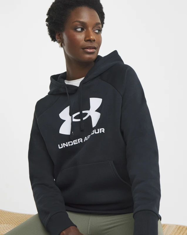 Image of Under Armour Under Armour Rival Fleece Logo Hoodie Black/White - Under Armour - Size: L16/18 Black/White Female L16/18 UN10203