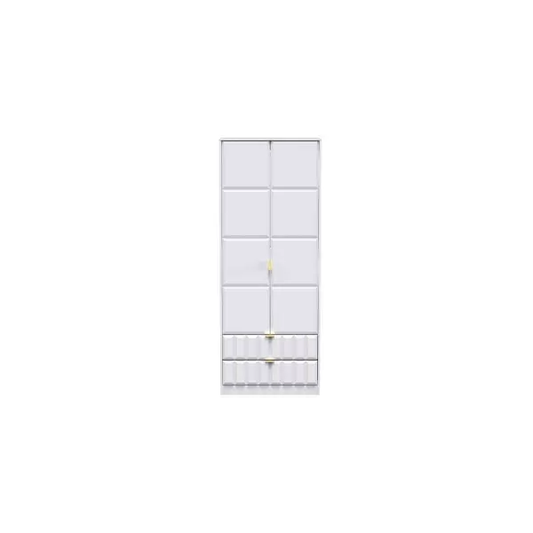 Image of Ready Assembled Cuba Tall 2 Drawer Wardrobe - White Matt
