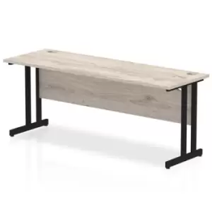 Image of Impulse 1800 x 600mm Straight Desk Grey Oak Top Black Cantilever Leg