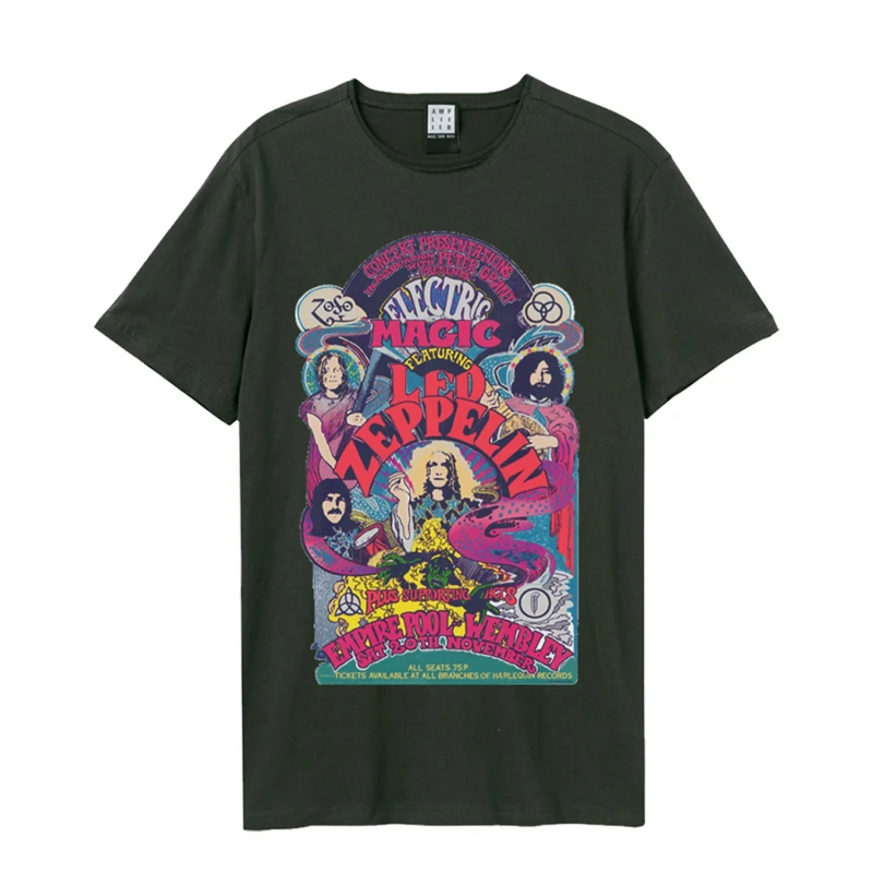 Image of Amplified Amplified Men Electric Magic LED Zeppelin T-Shirt in Charcoal Size: X-Small Charcoal XS Male 5063527635457