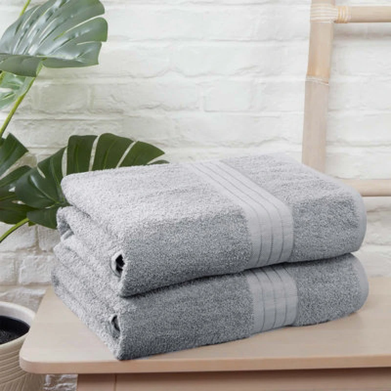 Image of OHS OHS Luxury Hand Towel 100% Cotton Bathroom in Silver Silver Hand Towel Unisex 5027434141463