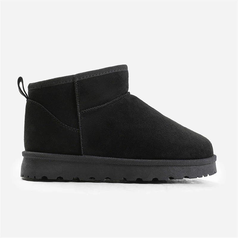 Image of Wheres That From Black Faux-Suede Maple Faux Fur Slipper Boots Black Suede female 5