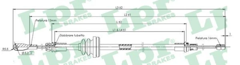 Image of LPR Handbrake cable LPR C1622B