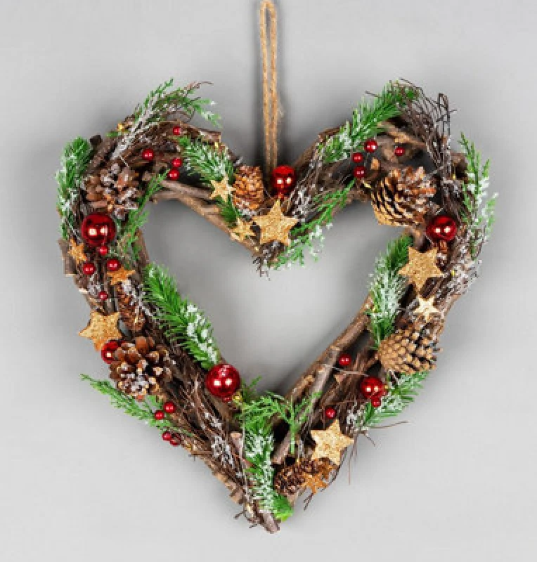 Image of Shatchi 35cm B/O LED Twig Hanging Heart Red/Brown Multi