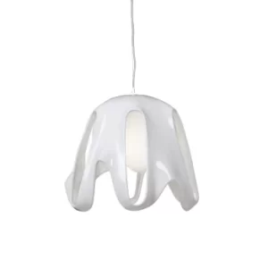 image of Phantom Dome Ceiling Pendant E27, Gloss White, Frosted White Glass, Polished Chrome