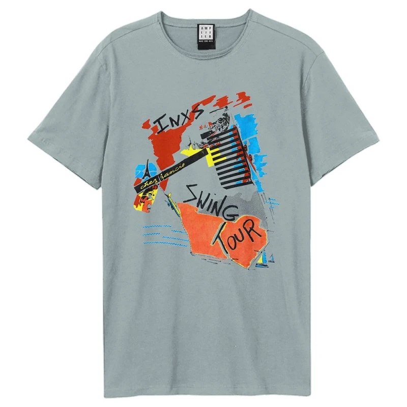 Image of Amplified Amplified Men Swing Tour INXS T-Shirt in Pale Blue Size: X-Small Pale Blue XS Male 5063750772196