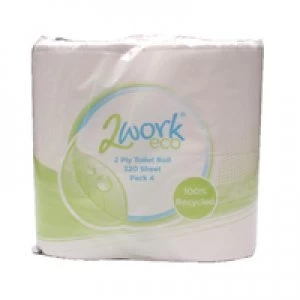 image of 2Work White 2 Ply Toilet Roll 320 Sheets Pack of 36 KF03808