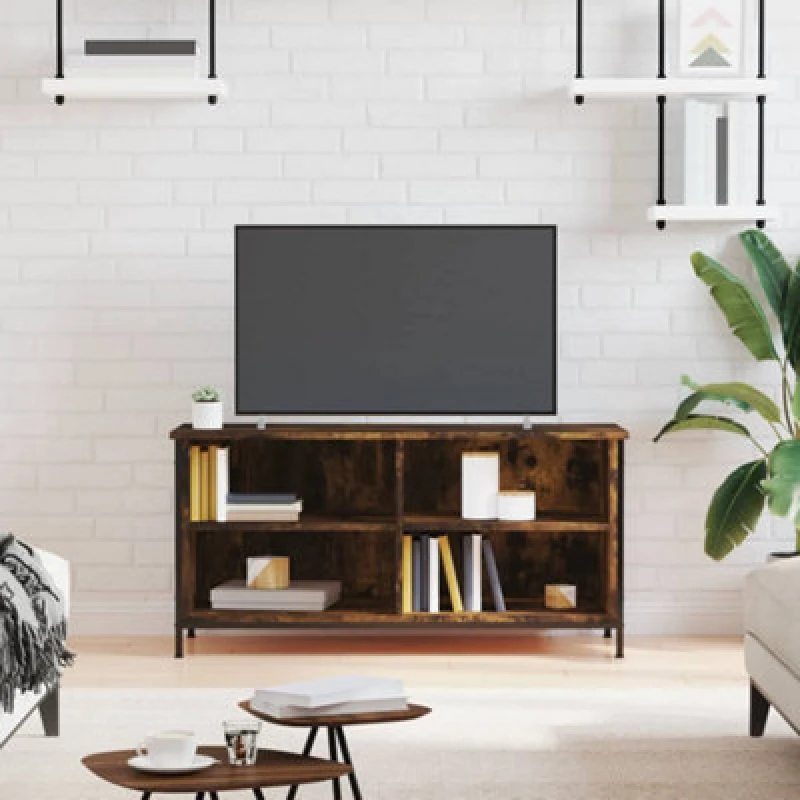 Image of Vidaxl TV Cabinet Smoked Oak 100X40X50 Cm Engineered Wood, Brown 832775