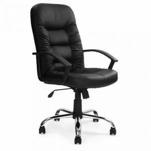 image of Fleet High Back Lther Faced Exec Armchair Chrome Base BK 49715ET