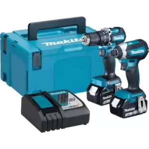 image of Makita DLX2460TJ 18v LXT Cordless Brushless Combi Drill and Impact Driver Kit 2 x 5ah Li-ion Charger Case