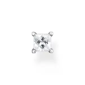 image of THOMAS SABO Silver Square Stone Single Ear Stud