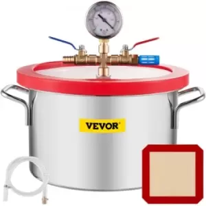 image of VEVOR 1.5 Gallon Vacuum Chamber, Vacuum Degassing Chamber Glass Lid Stainless Steel Degassing Chamber Silicones for Gas Extraction and Protect Food