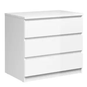 image of Naia Chest Of 3 Drawers In White High Gloss