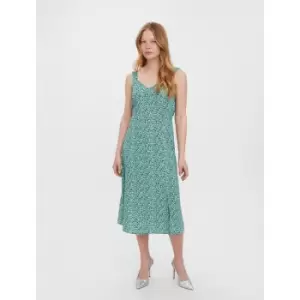 Image of Printed V-Neck Full Dress