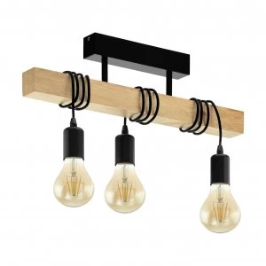 Image of Eglo Townshend 3L Flush Bar Ceiling Light - Black