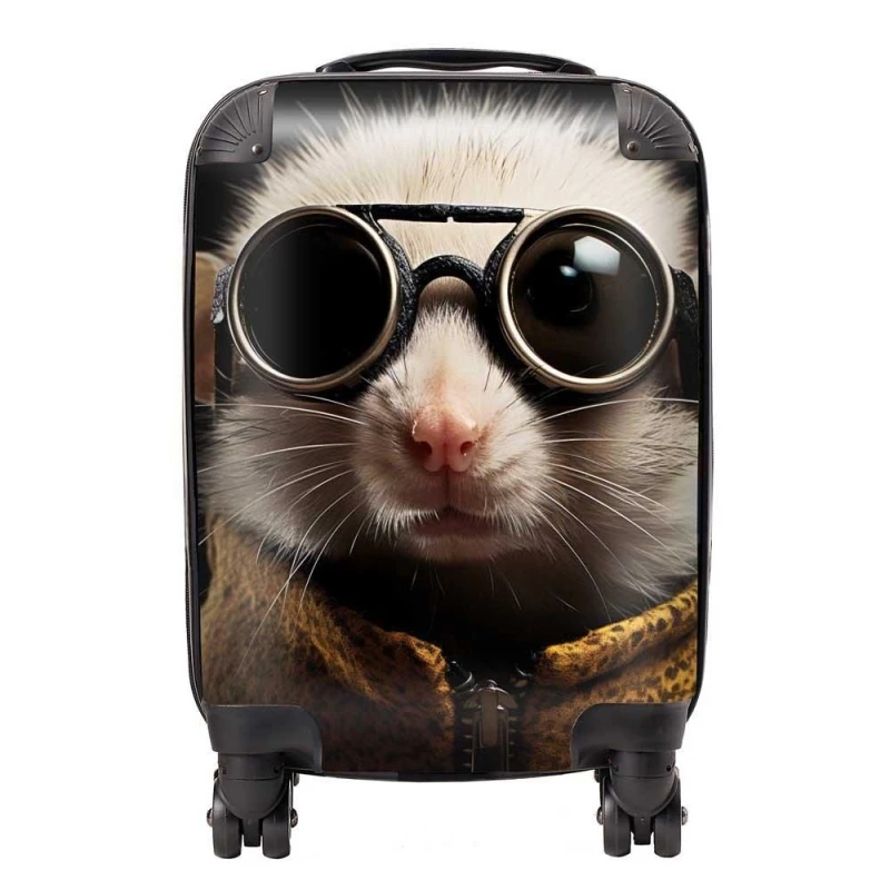 Image of Warren Reed - Designer Realistic Doormouse with Glasses Suitcase in White Size: Large White Unisex Large