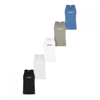 Image of Jack and Jones 5 Pack Repeat Logo Vests - Wh/Bl/Blk/Gr/Kh