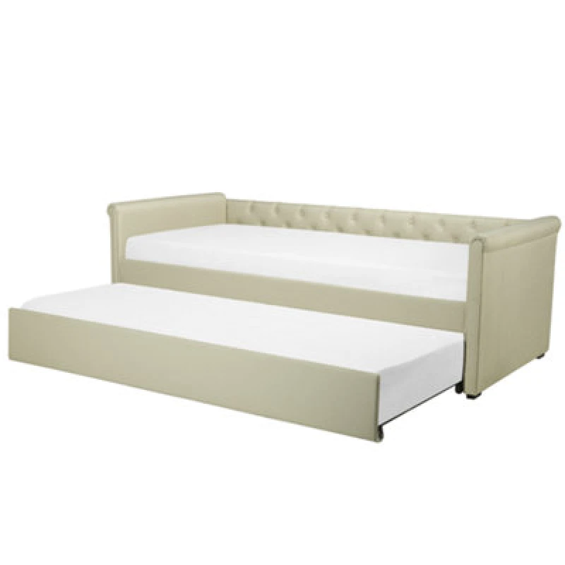 Image of Beliani Trundle Bed Fabric Libourne 80 X 200 Cm (Eu Small Single) Beige