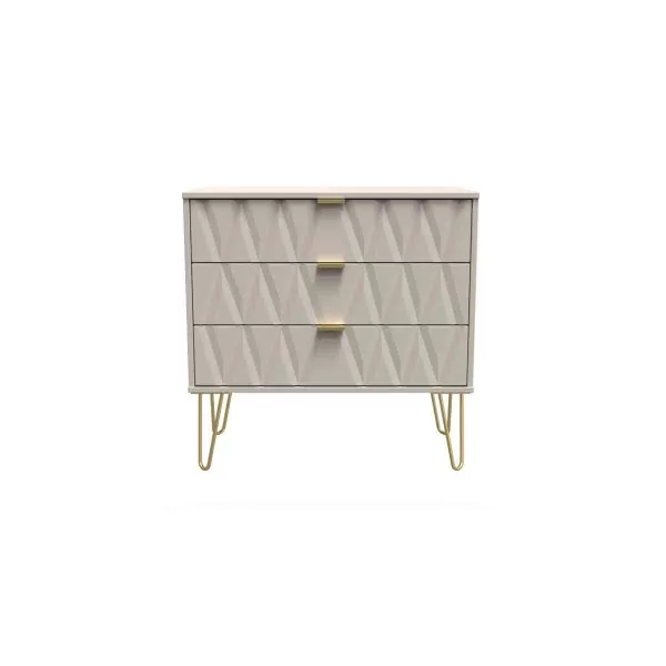 Image of Welcome Furniture Ready Assembled Diamond 3 Drawer Chest In Kashmir Matt
