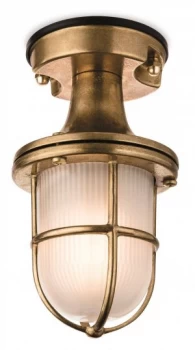 Image of 1 Light Outdoor Flush Light Brass with Frosted Glass IP54, E27
