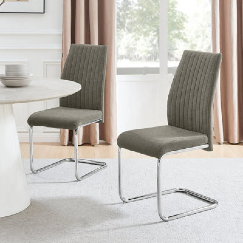 Image of FurnitureboxUK FurnitureboxUK Lorenzo 2x Fabric Silver Leg Dining Chair in Grey Grey One Size Unisex 5056657188696